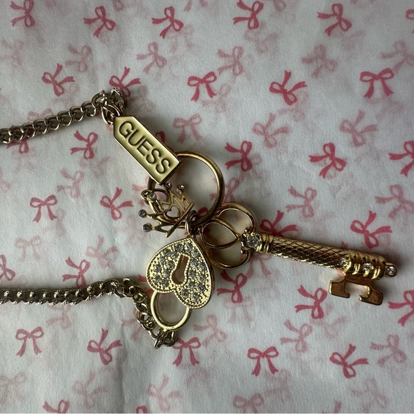 Guess Gold Heart and Key Necklace - Picture 3 of 5